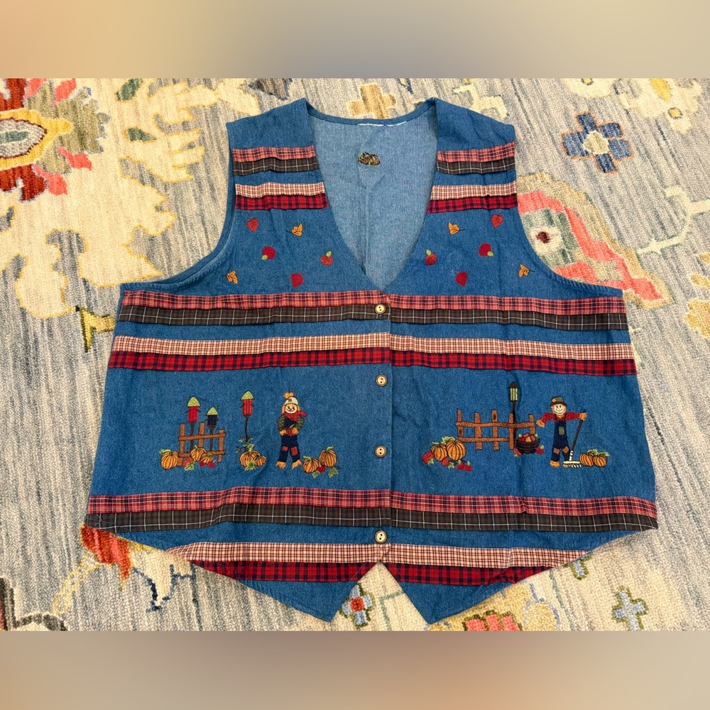 Bobbie Brooks Blue and Red Festive Vest